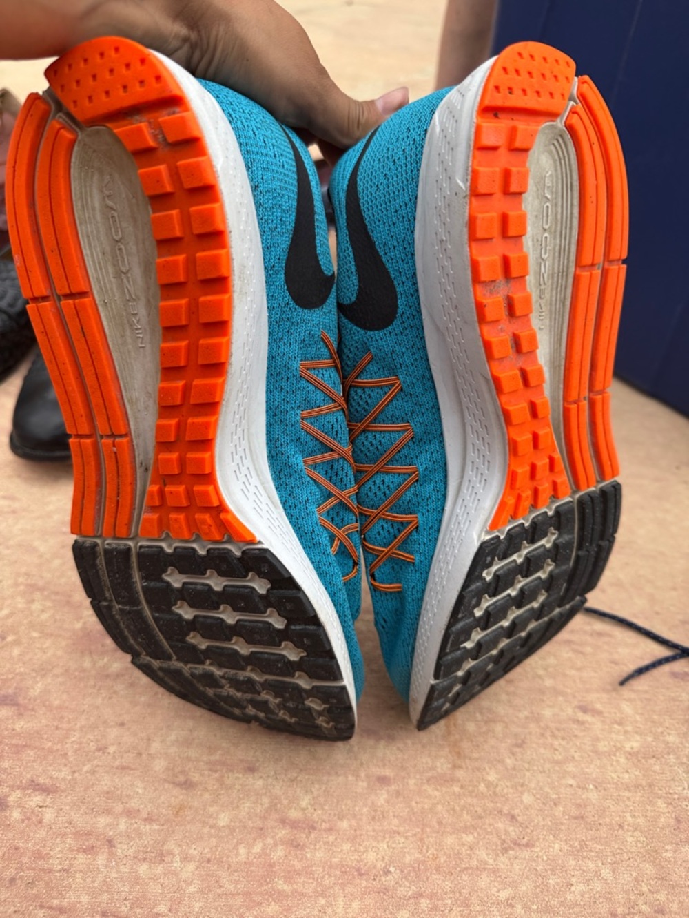 Nike Men’s Teal Running Shoes with Orange Accents - Picture 3 of 3